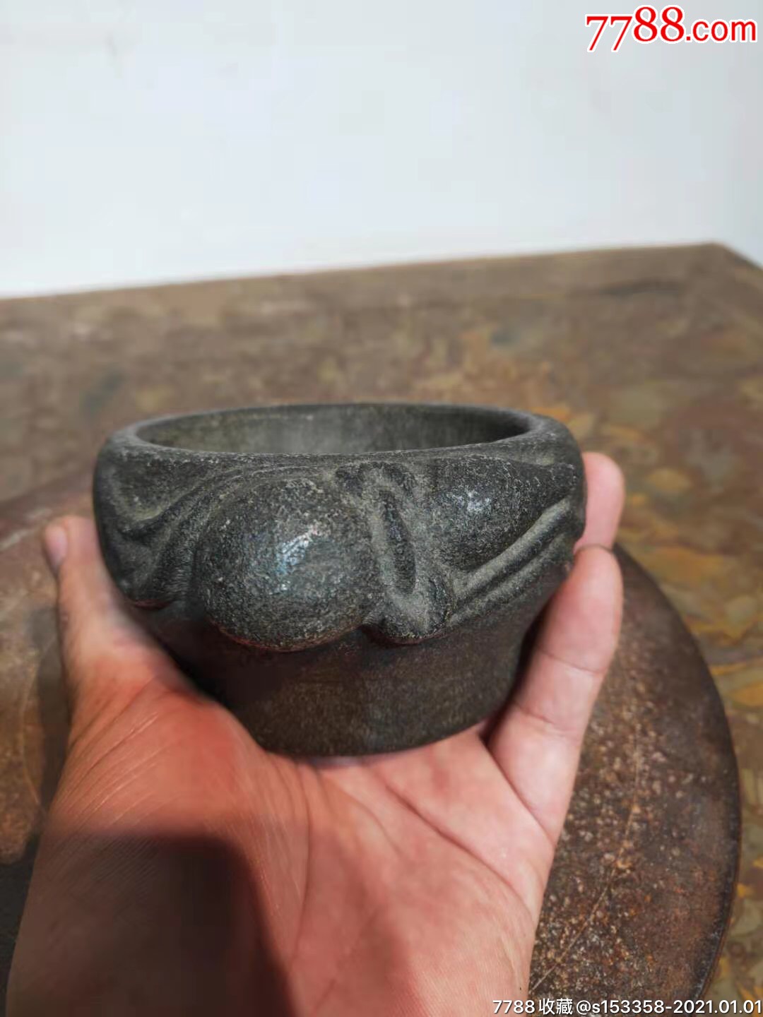 绿豆青石精品小石臼