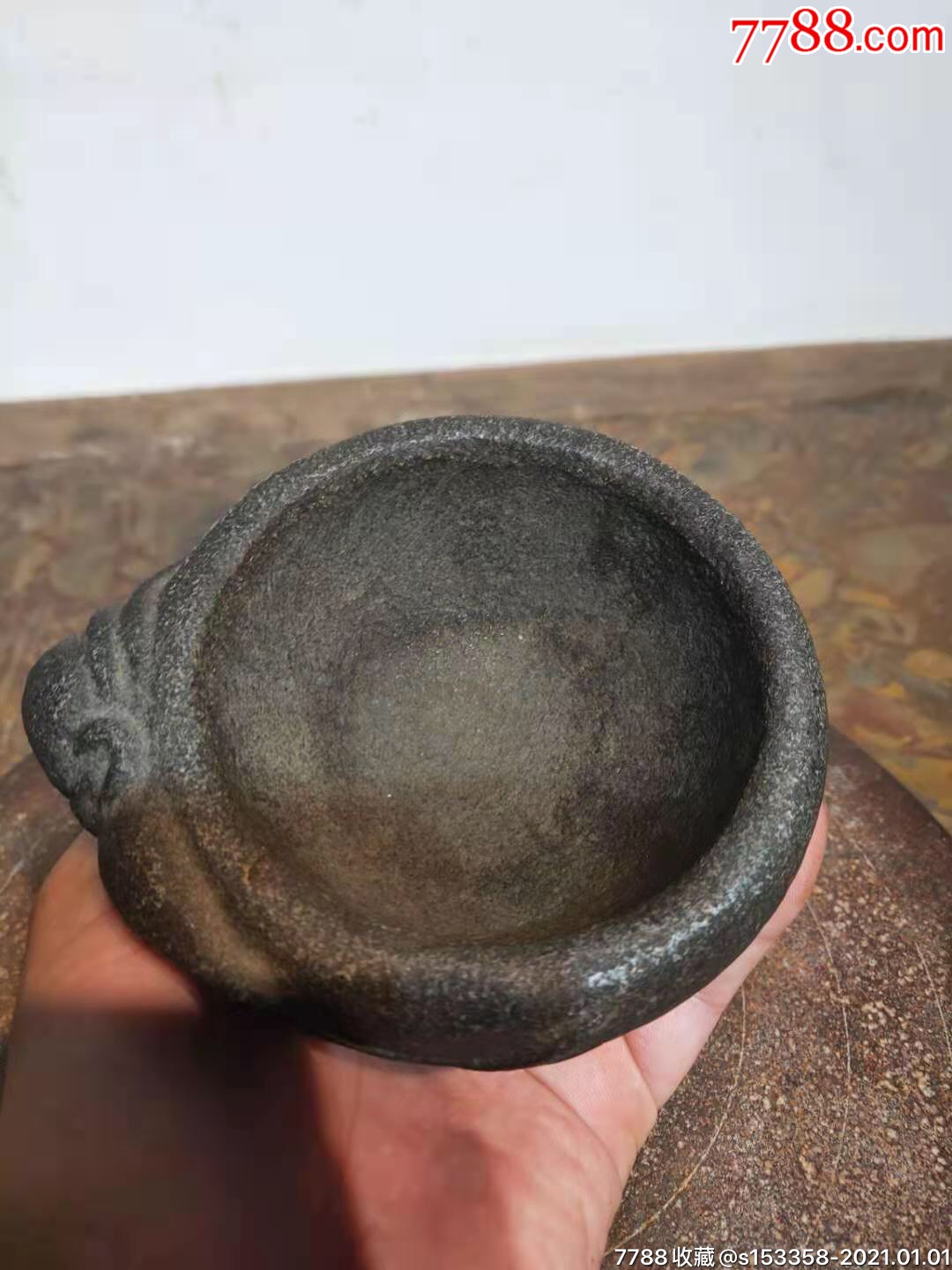 绿豆青石精品小石臼