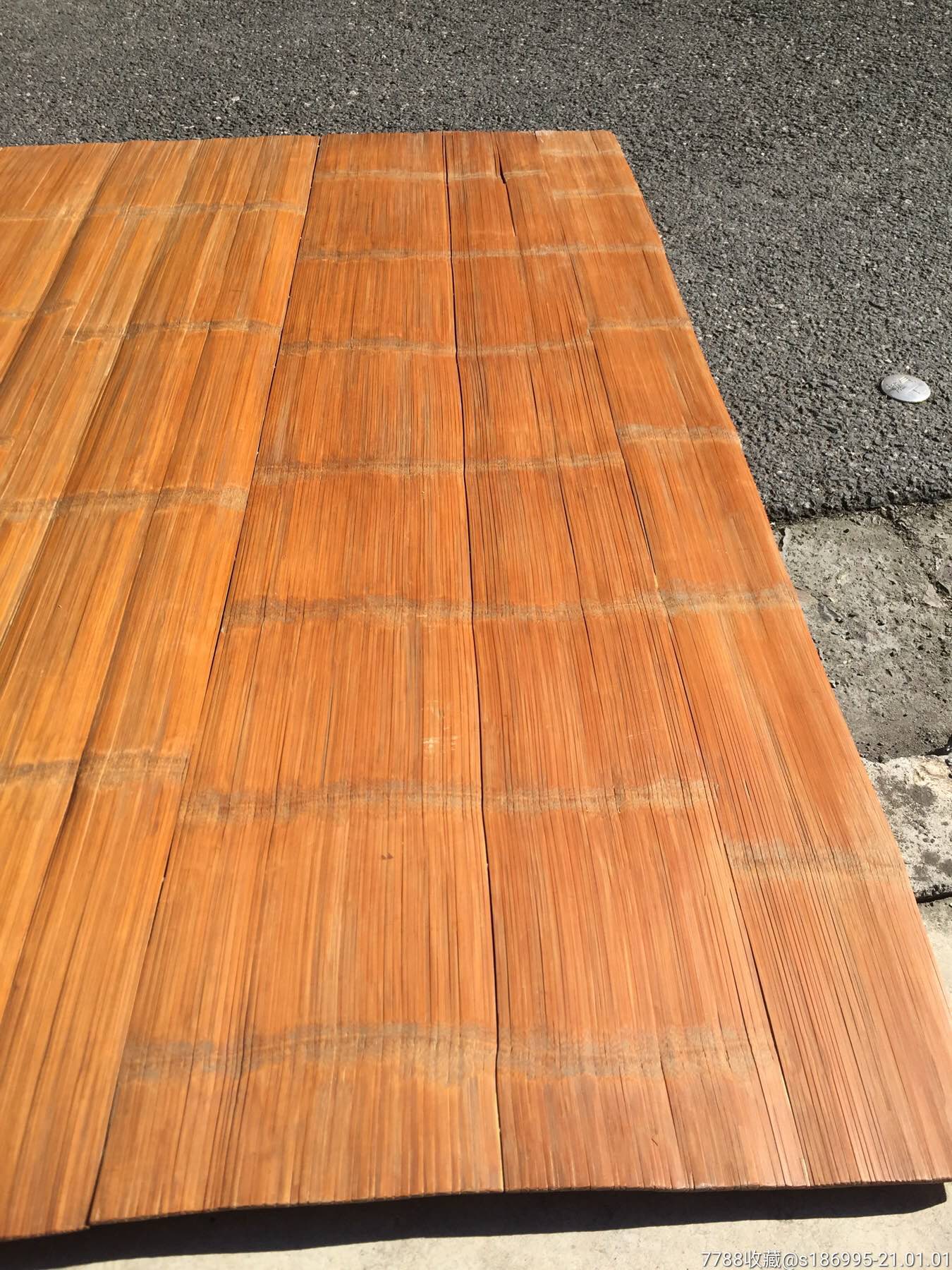 早年竹凉席做工相当考究重实岁月皮壳包浆已经行成尺寸192x140保存
