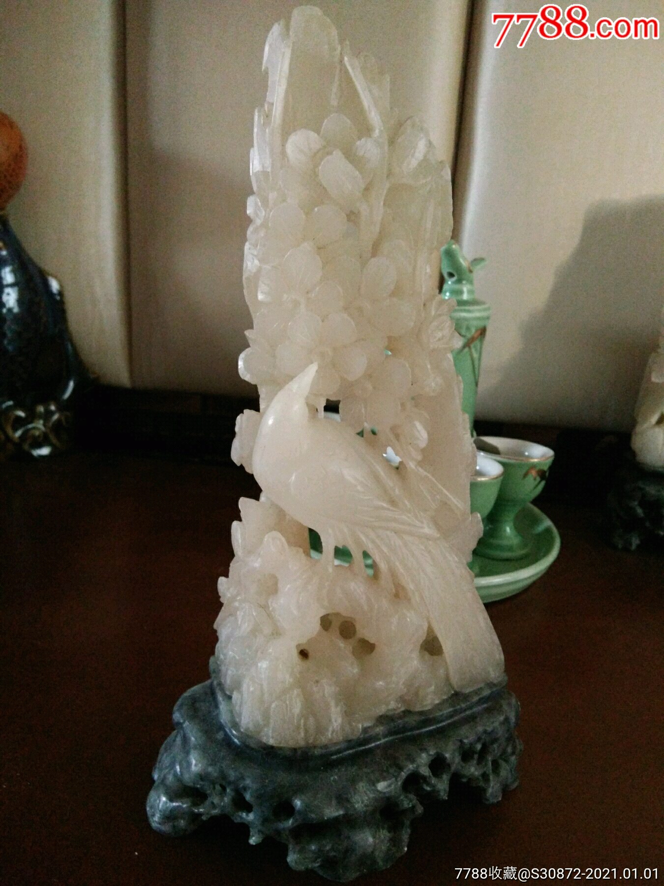 滑石雕刻摆件喜上眉梢