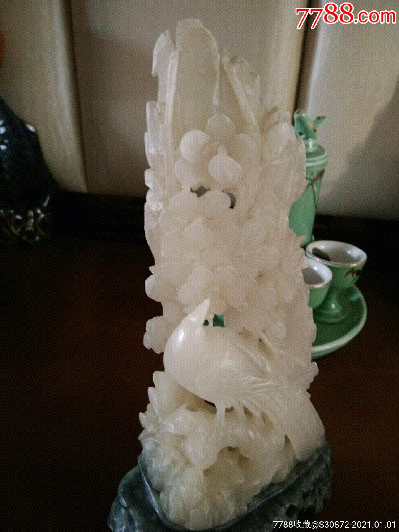 滑石雕刻摆件喜上眉梢