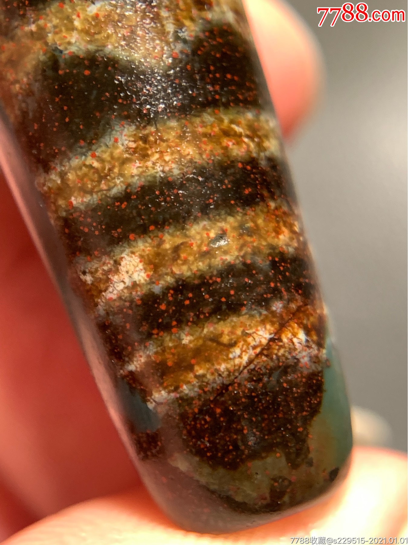 象雄满朱砂大鹏鸟大天珠60.8*14毫米