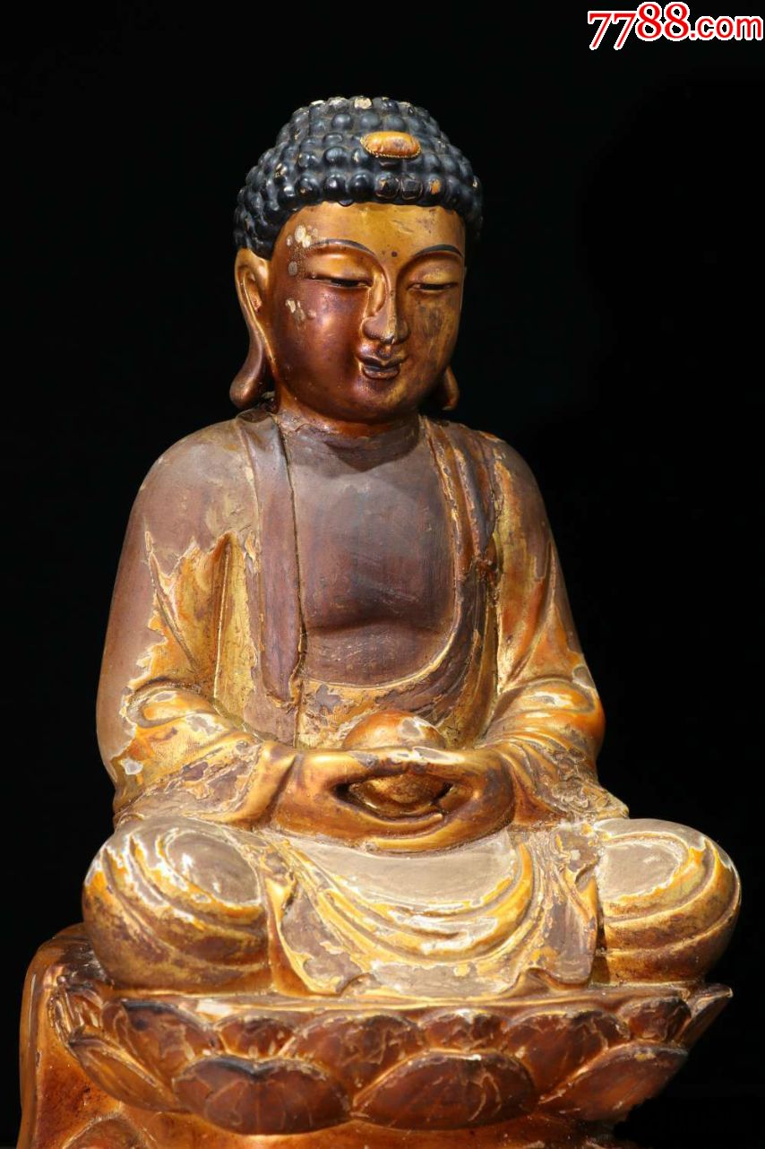 晚清民国木雕佛像释迦牟尼佛祖造像