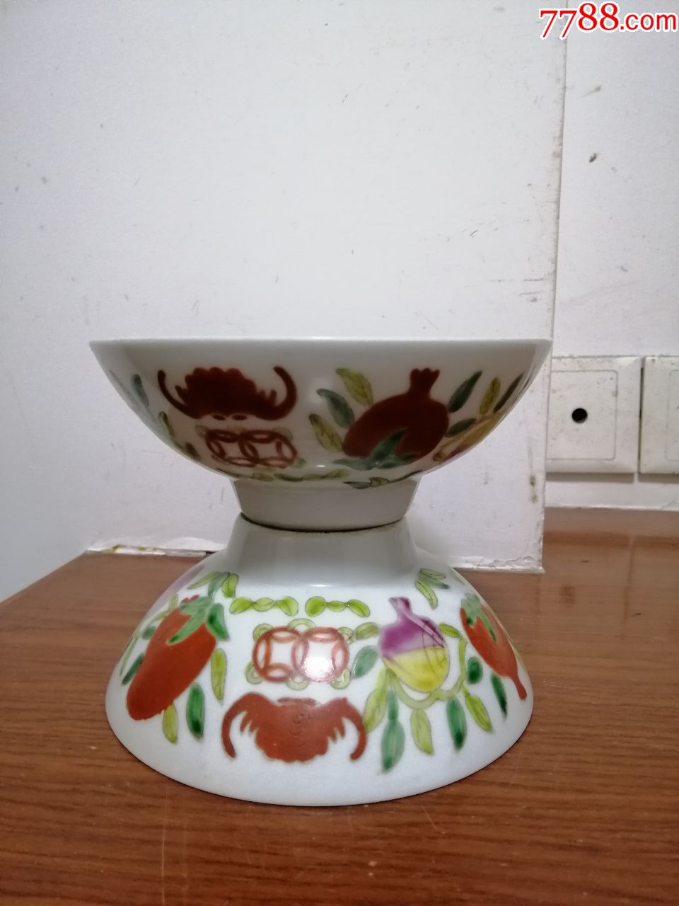 50年代三多纹满工全品碗一对(a4851)_旧瓷器_养心殿古玩阁【7788收藏