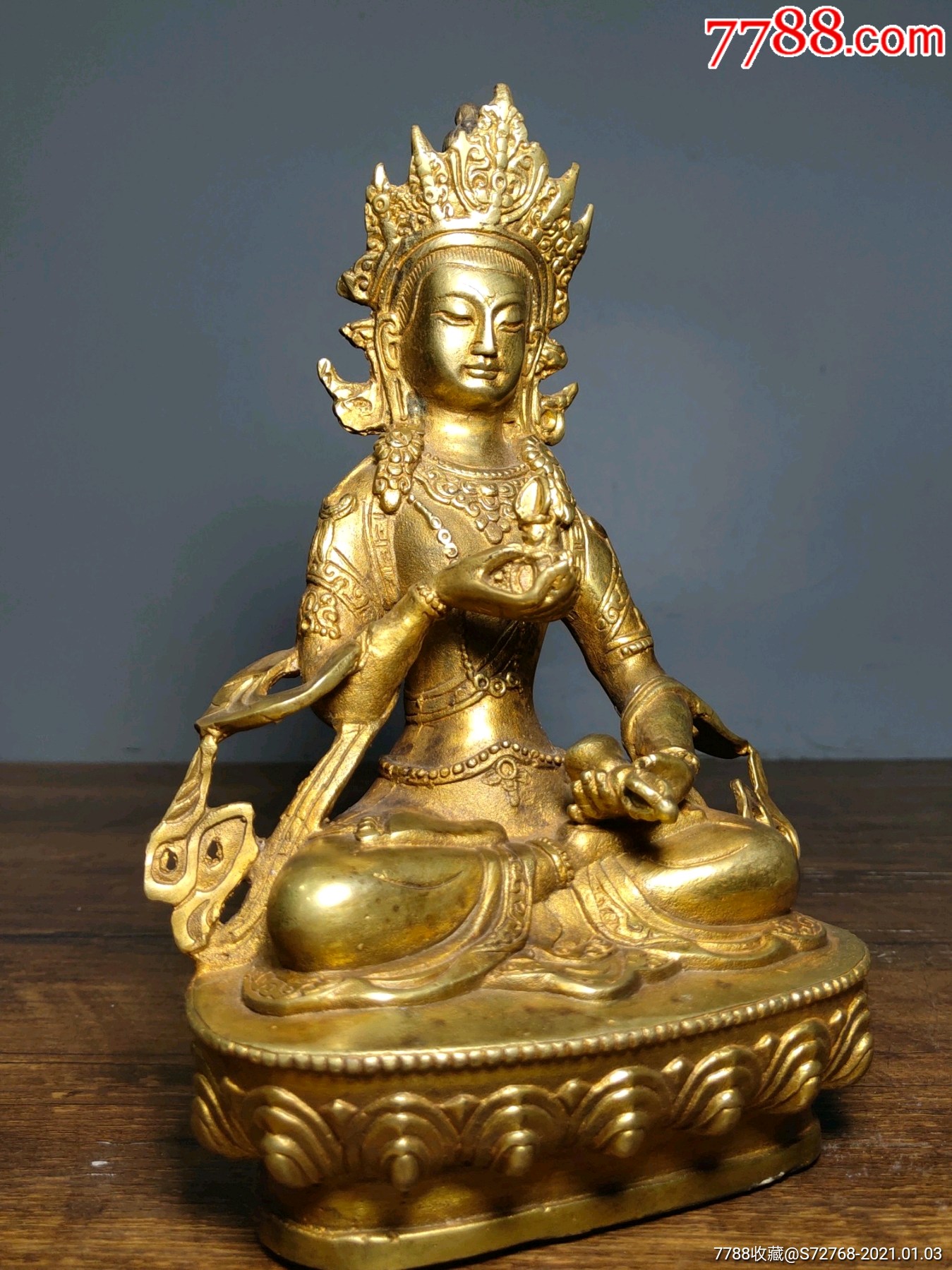 旧藏纯铜鎏金佛像金刚萨埵藏佛一尊恭请供奉佛像摆件高
