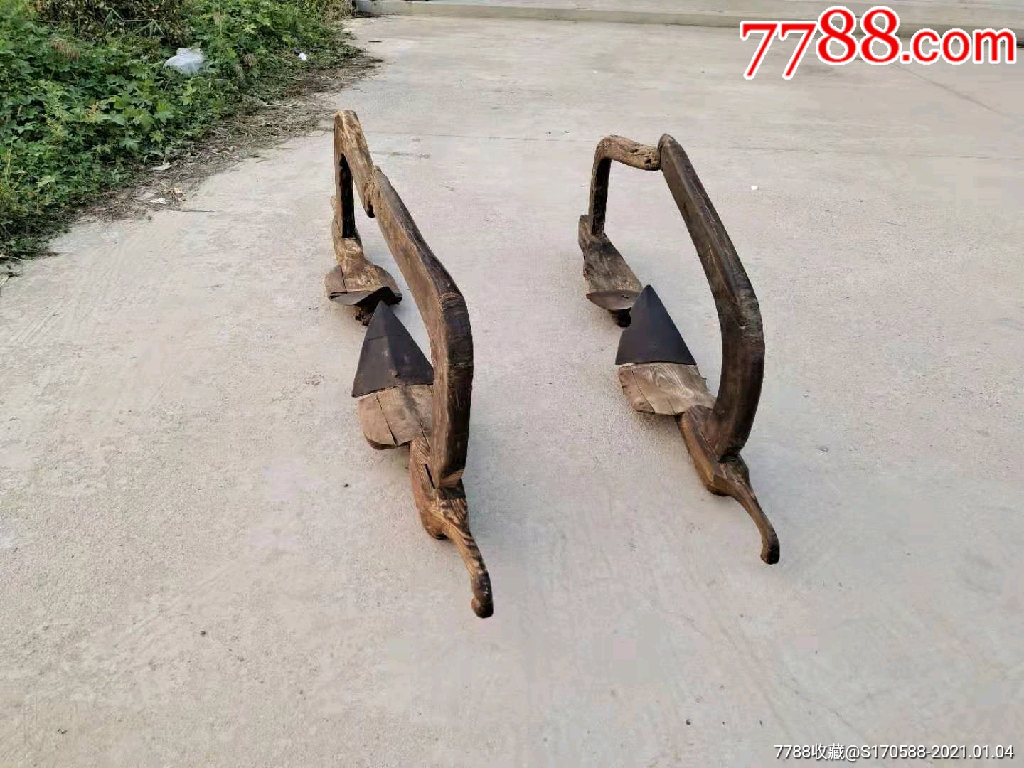 清代木制犁全部包老民俗馆收藏佳品