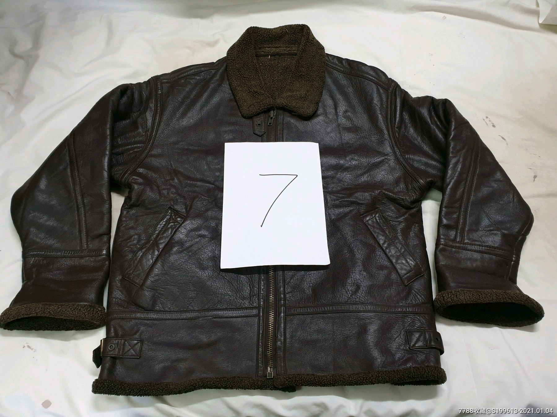 7号,9新,疑似韩国产,二战美军飞行员同款b3皮衣,肩宽62cm,胸围132