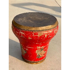 手绘点鼓怀鼓敲击乐器整木制作牛皮鼓面保存完好适合复古装修陈设