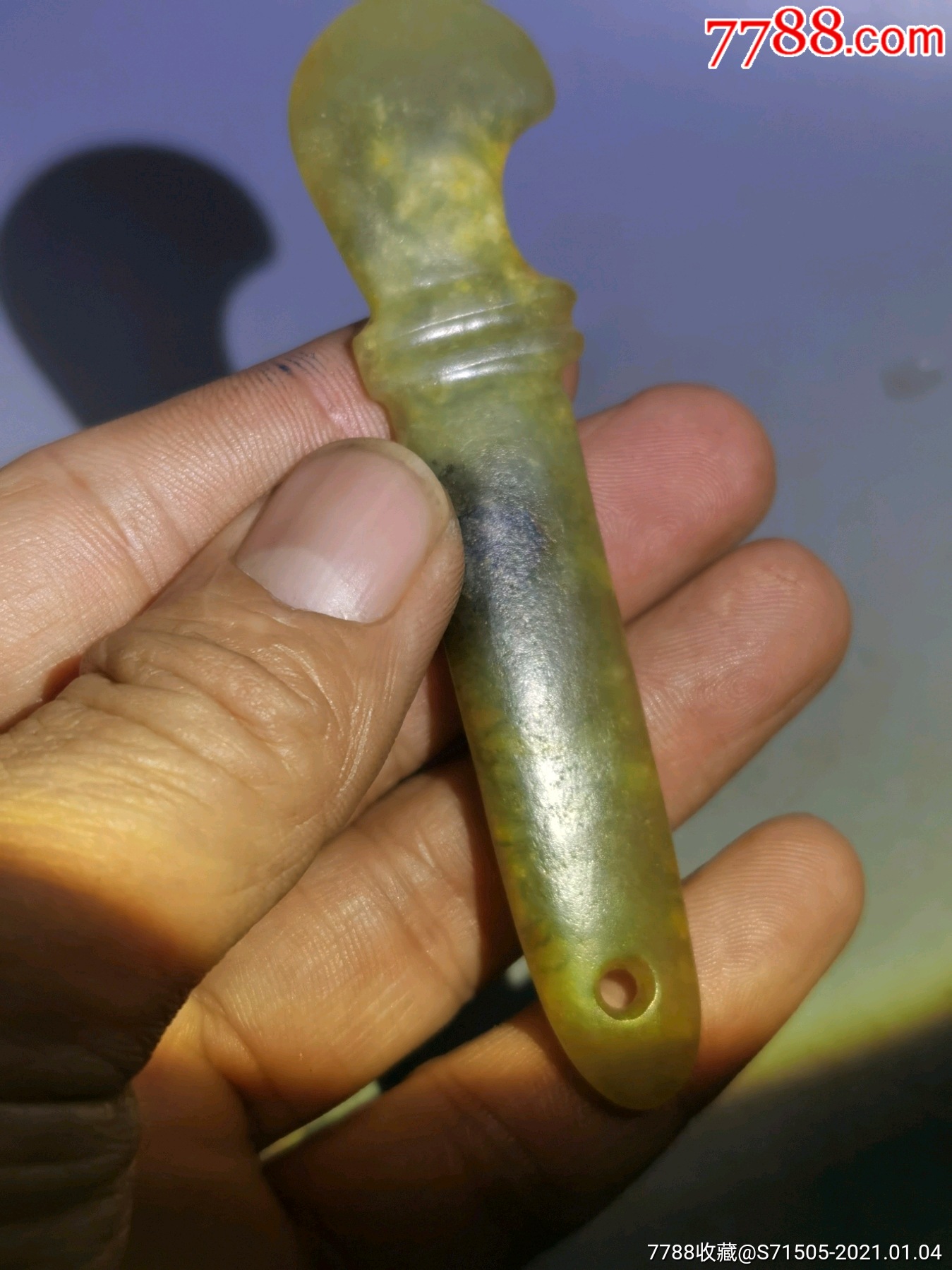 红山文化,老黄玉玉刀,高古玉器红山玉器