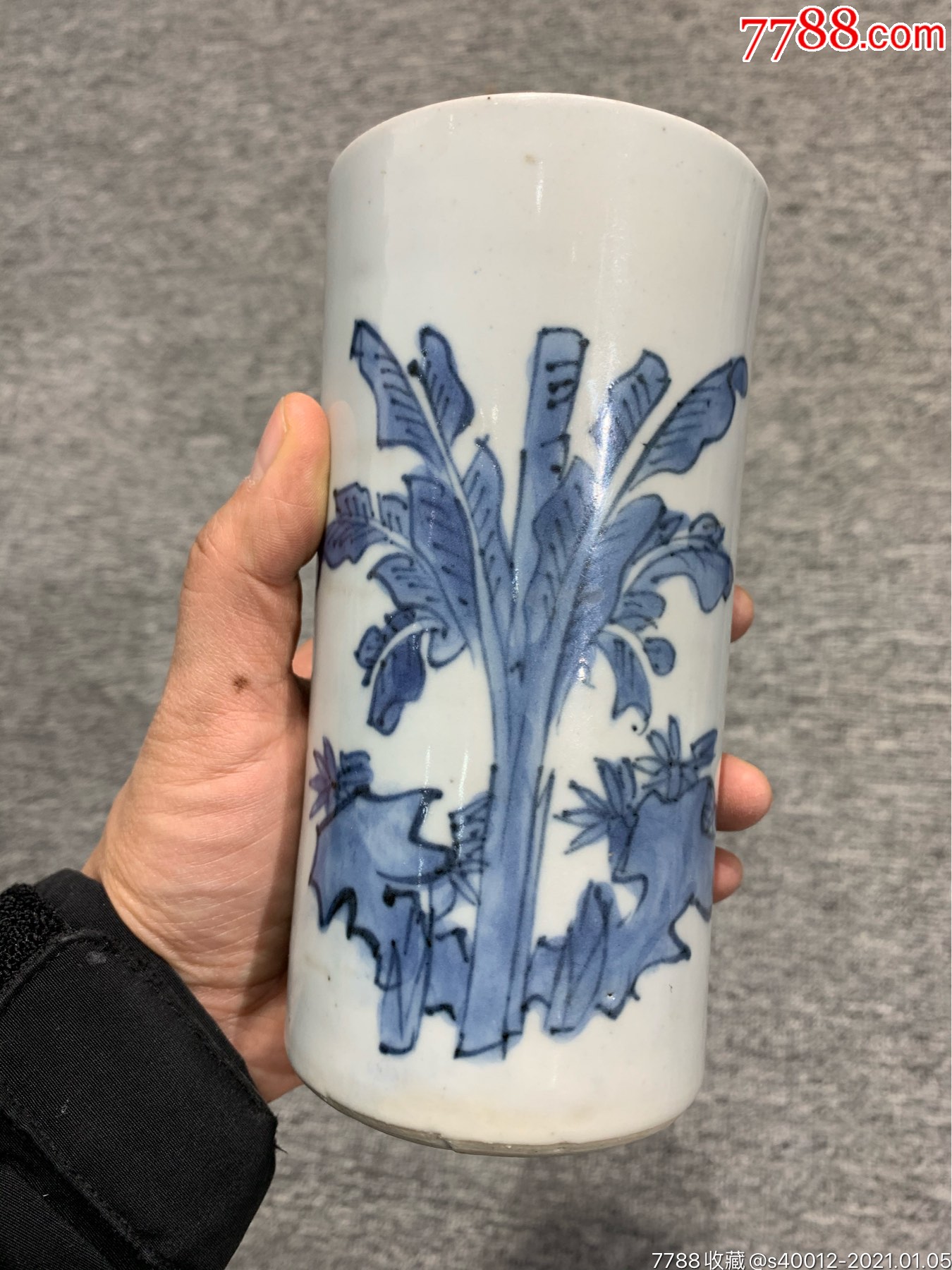 崇祯青花平升三级人物故事笔筒_青花瓷_图片鉴赏_收藏价值_7788青白瓷