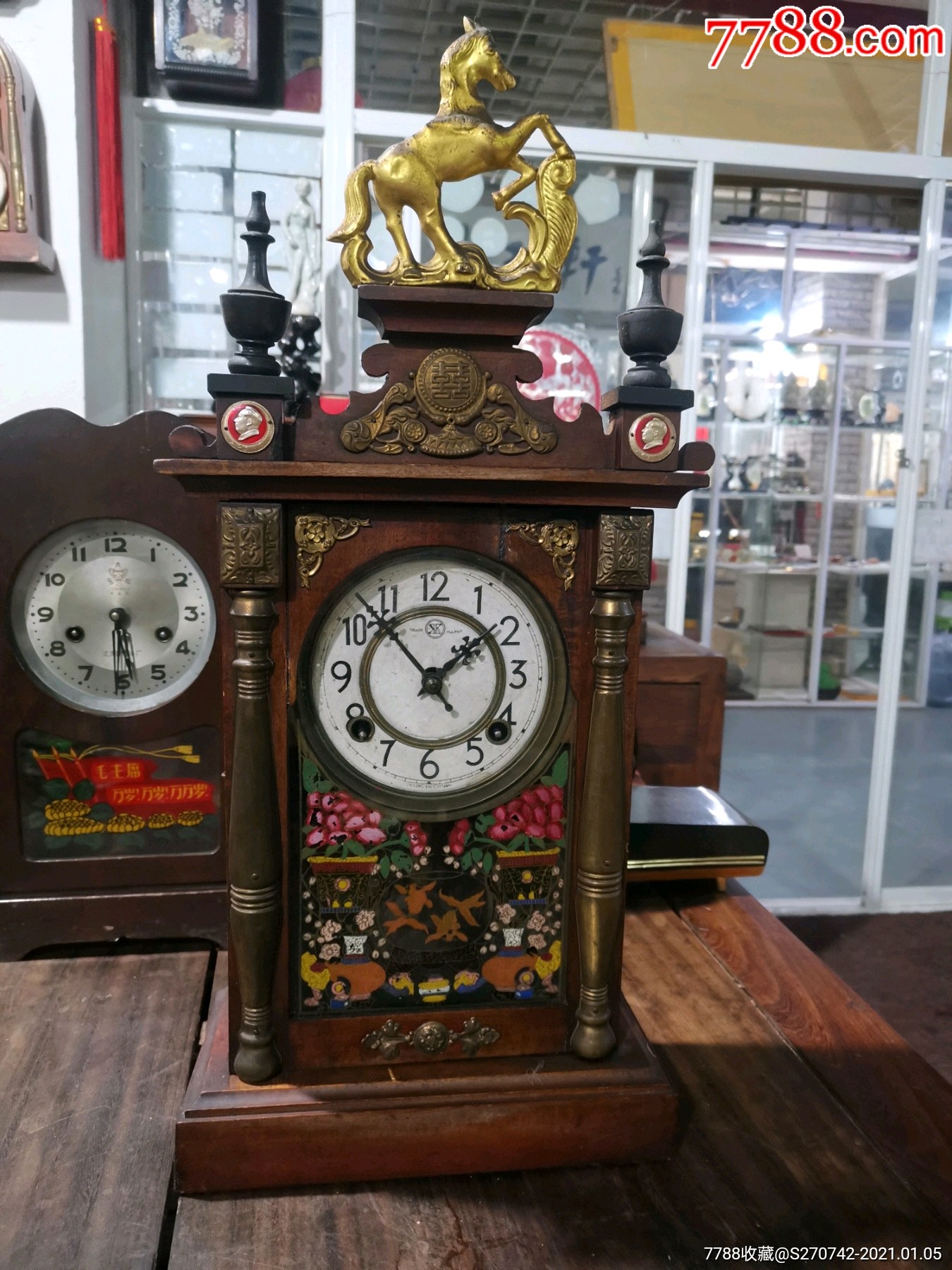 民国马头老座钟_座钟/落地钟_配件图片_收藏价格_7788钟表收藏