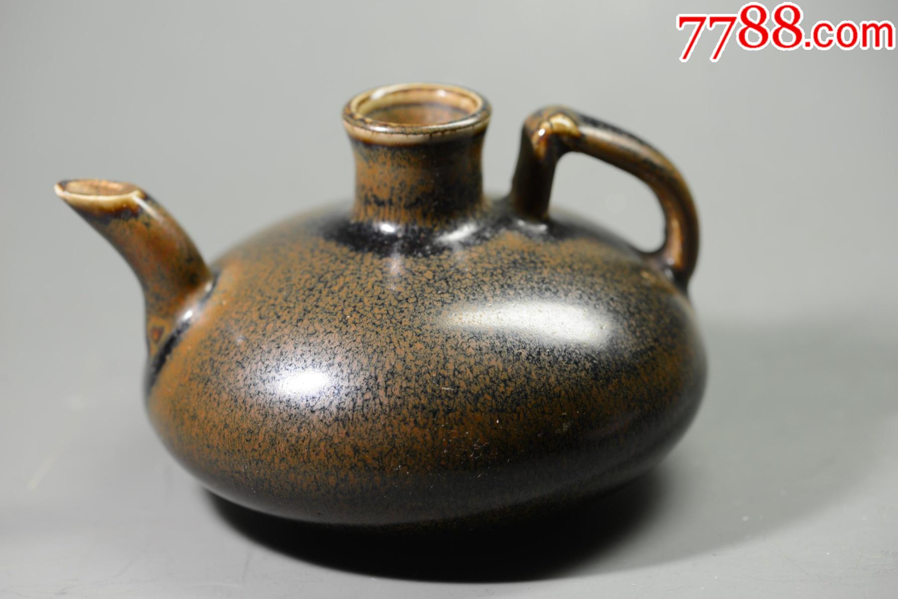 宋北宋定窑黑釉酱釉执壶-单色白瓷-7788收藏