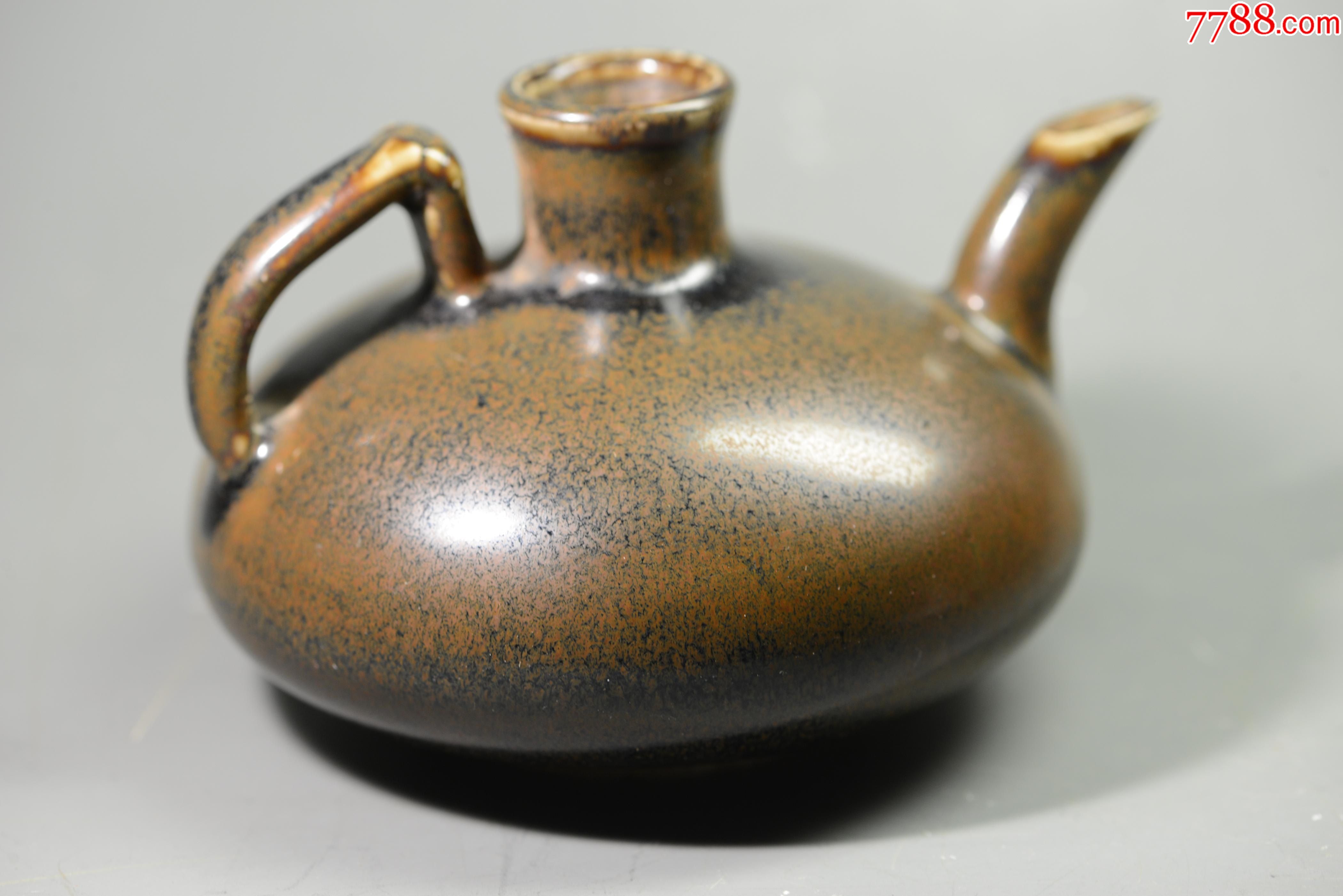 宋北宋定窑黑釉酱釉执壶-单色白瓷-7788收藏