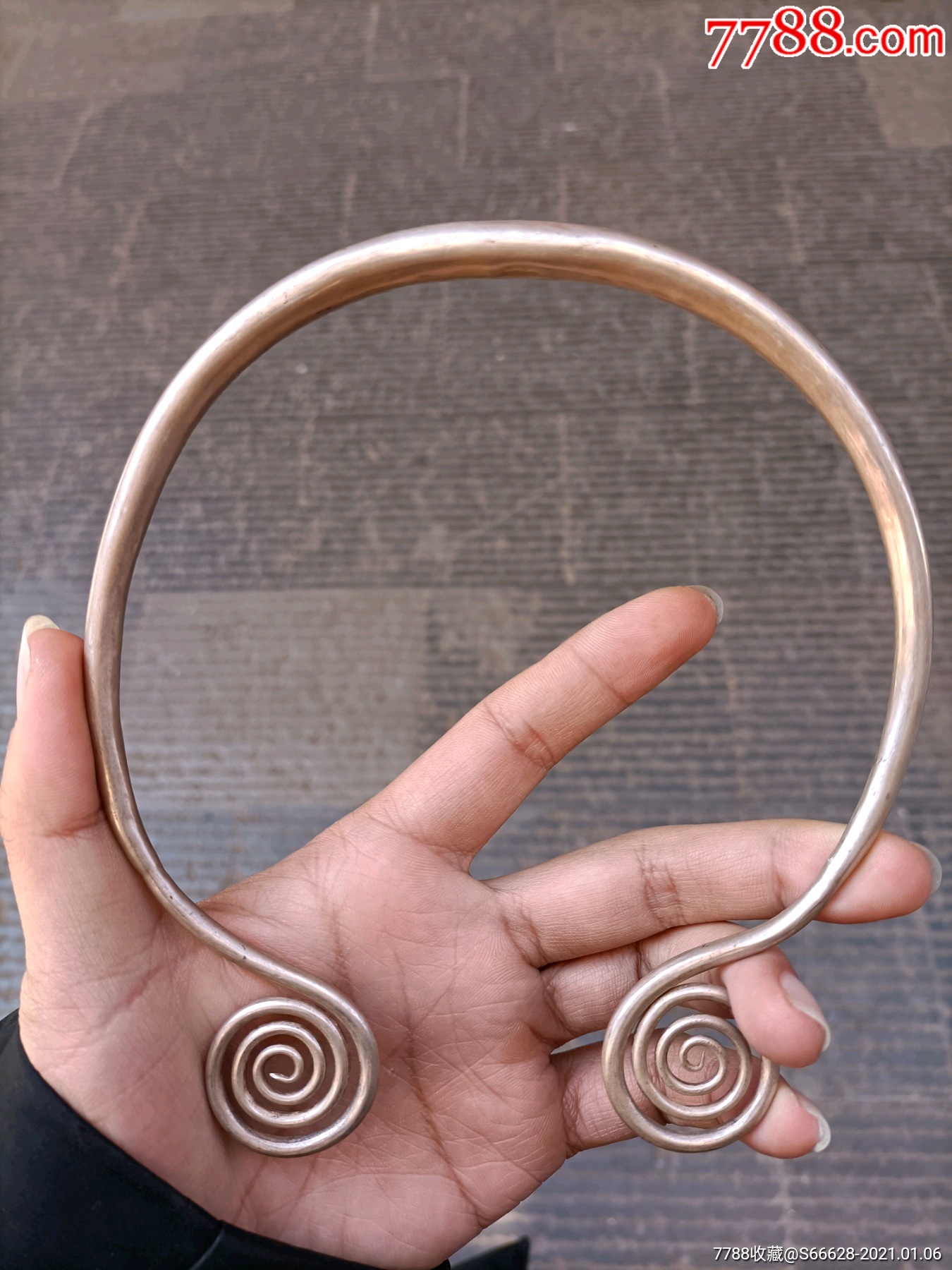 清代银项圈,空心,如图包老保真