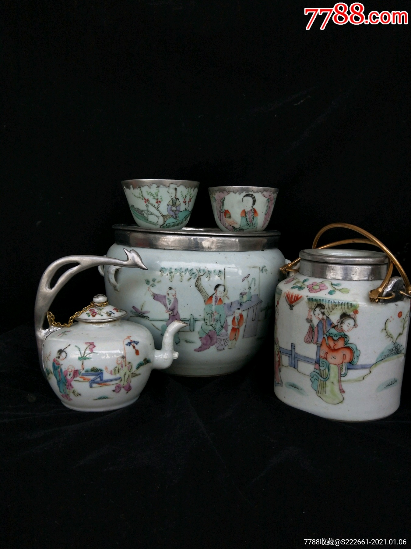 清代同治光绪人物故事茶具一套