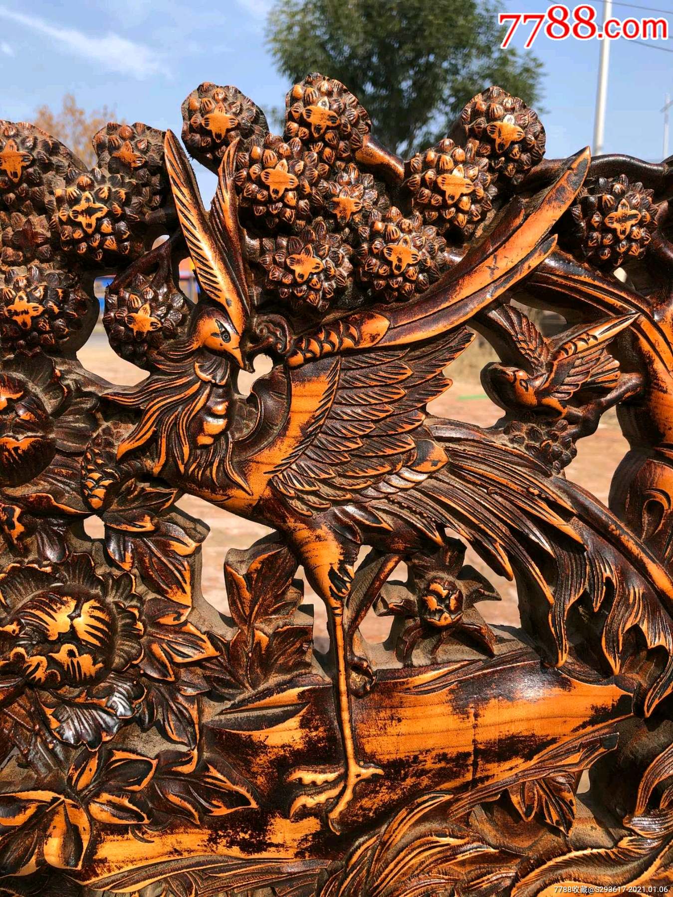 龙凤呈祥,雕刻精美,市面难得一见的凤凰木雕!家庭摆