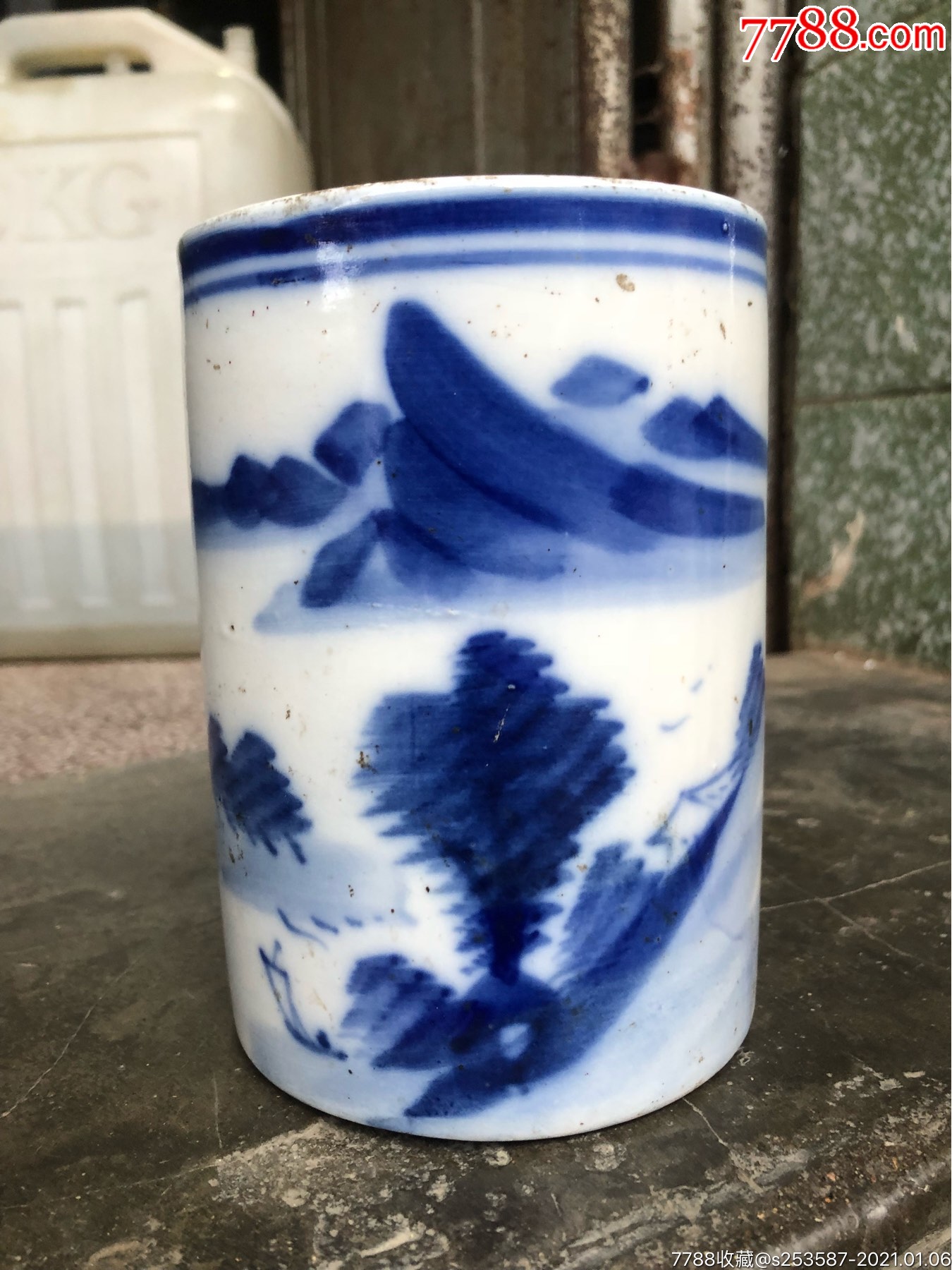 清代大号青花山水笔筒_价格388元【回眸哈】_第1张_7788收藏__收藏