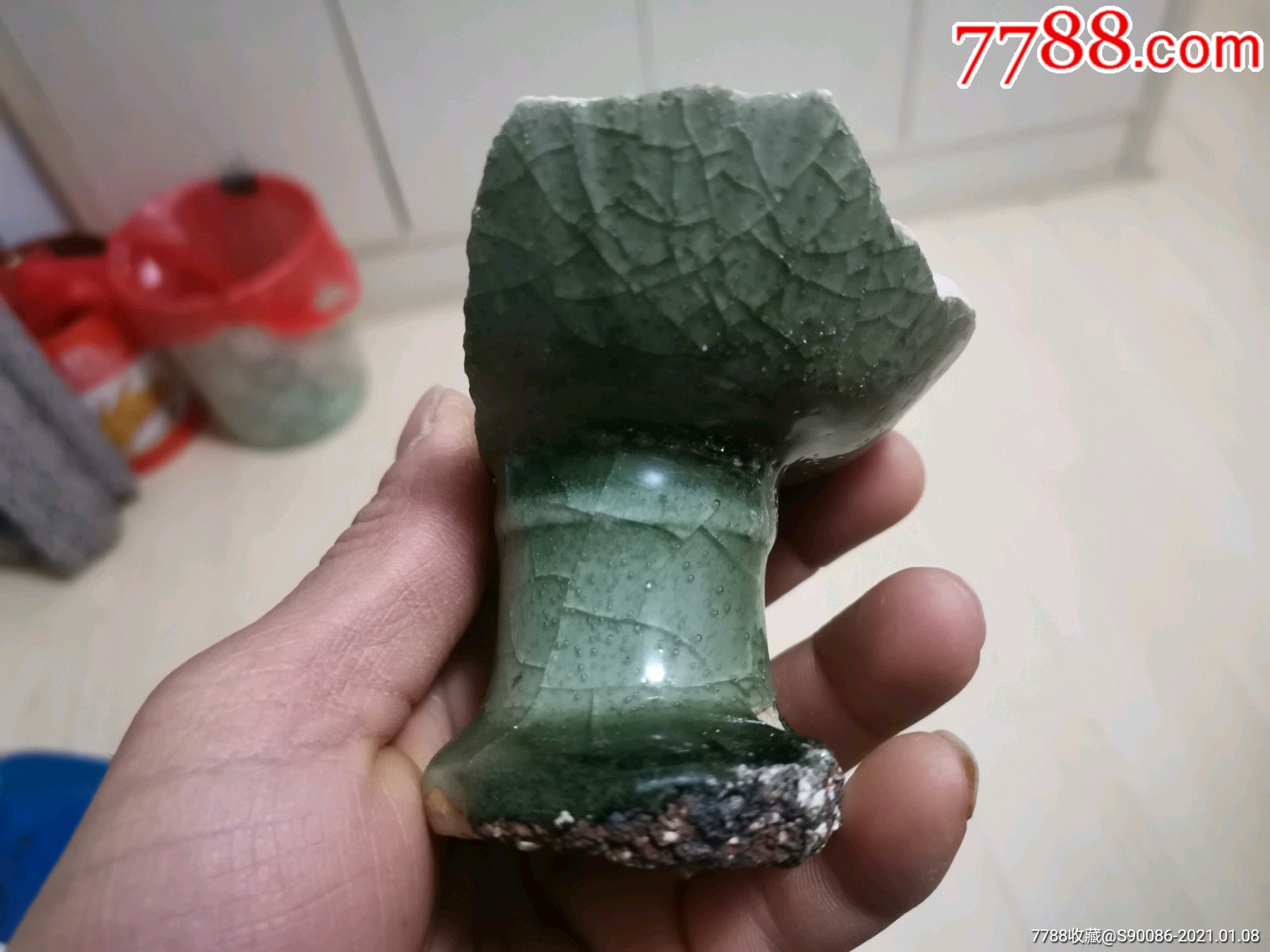 元龙泉窑玻璃釉高脚碗标本_瓷片_第2张_7788瓷器