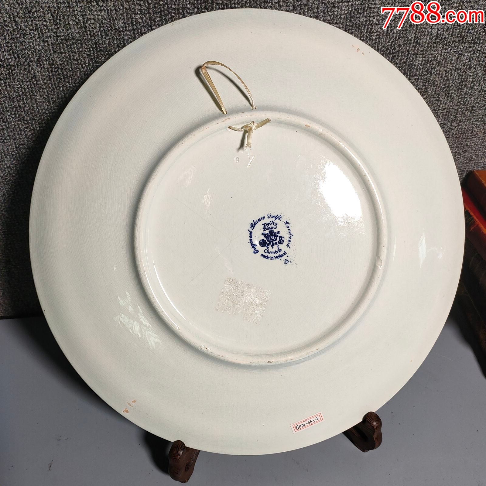 20s西洋古董家居摆件裂纹釉瓷器瓷盘中号代尔夫特座盘挂盘底款