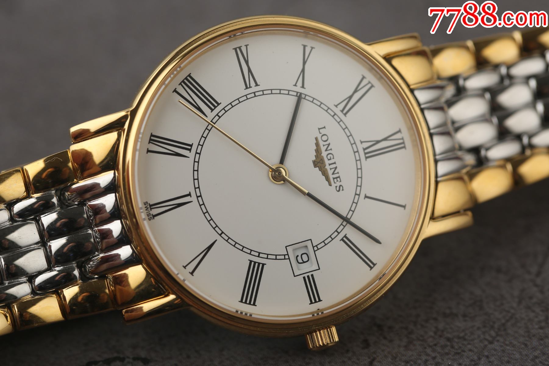 库存成色瑞士浪琴手表高级瑰丽系列镀金间金材质复古罗马字刻度轨道面