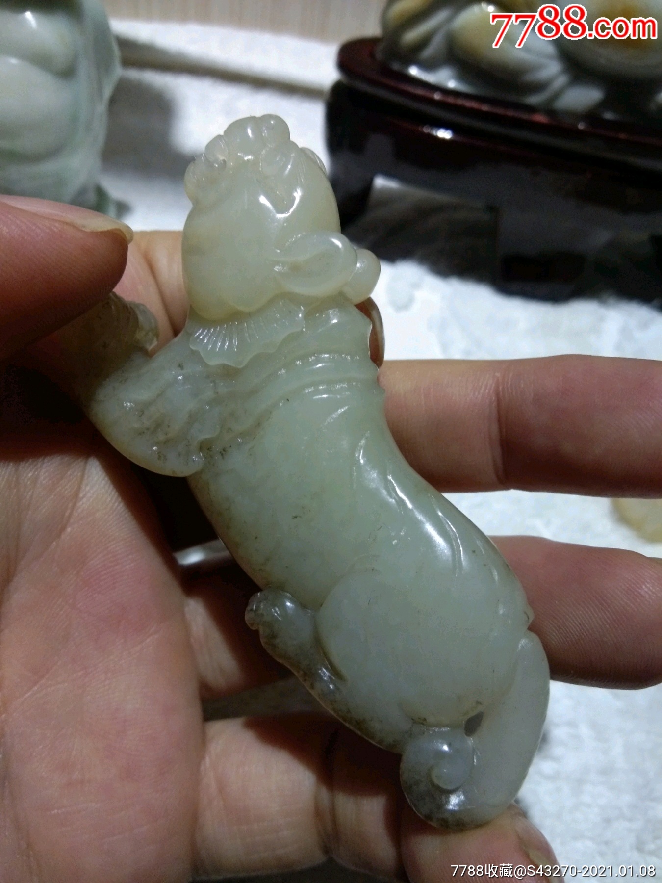 和田玉老虎手把件-和田玉-7788收藏