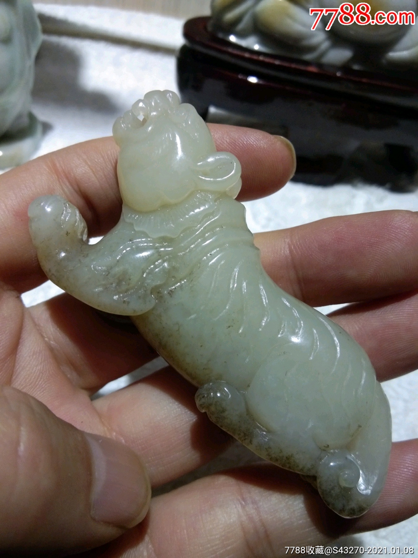 和田玉老虎手把件-和田玉-7788收藏