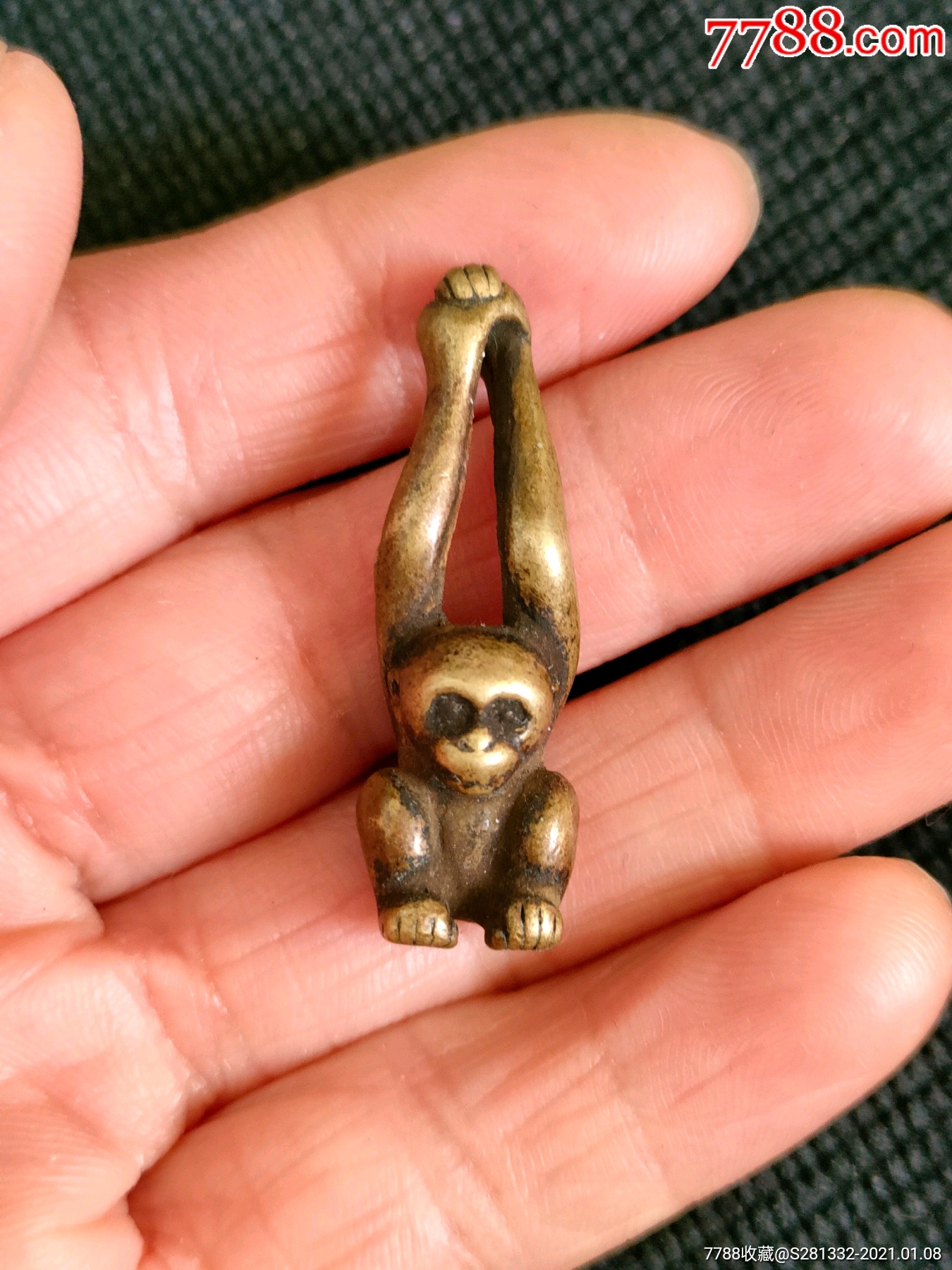 铜雕小猴子一个,-铜杂件-7788徽章收藏