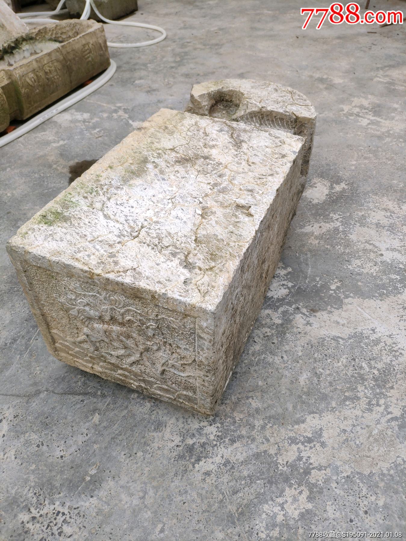 清代青石石雕瑞兽门墩石花几非石鼓