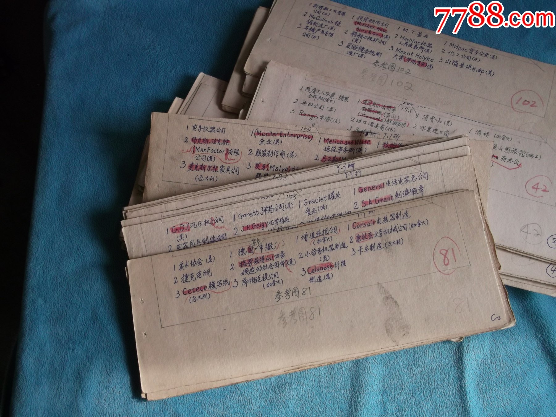 上海人民美术出版社老的出版资料一大摞资料卡片约百十张