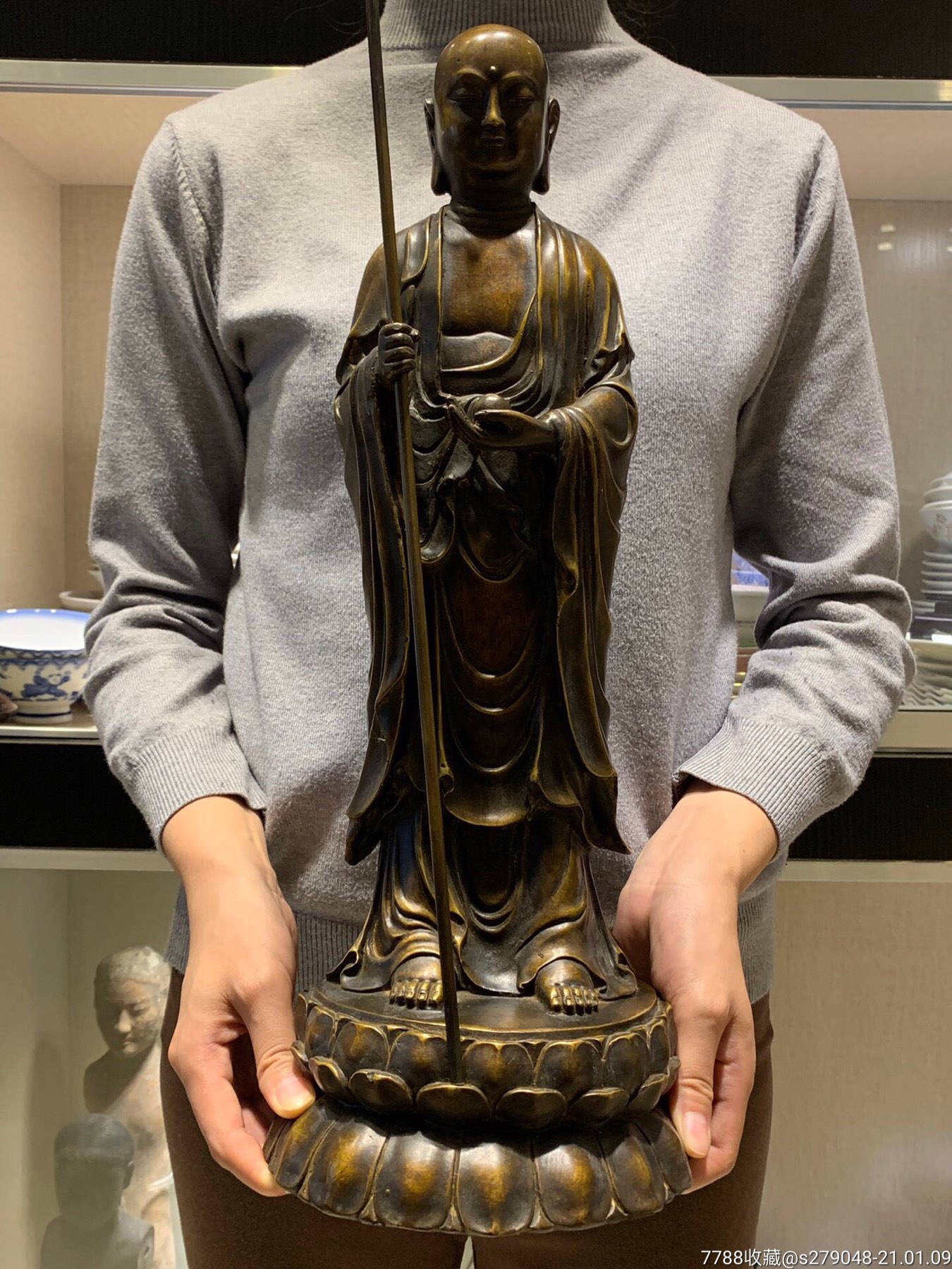 地藏王菩萨纯铜_铜像/铜佛像_第1张_7788砚台收藏