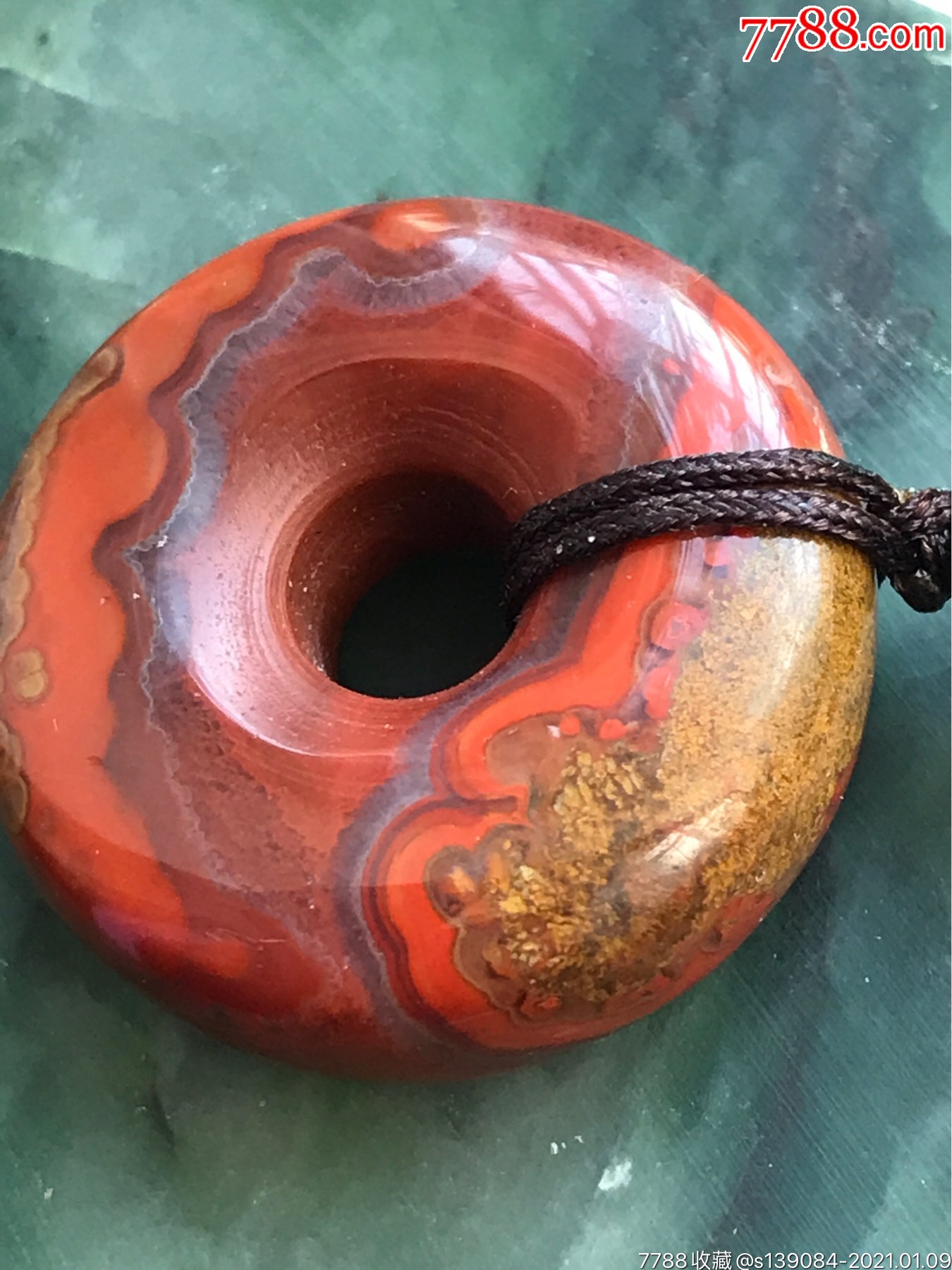 战国红玛瑙吊坠,平安扣面包扣吊坠