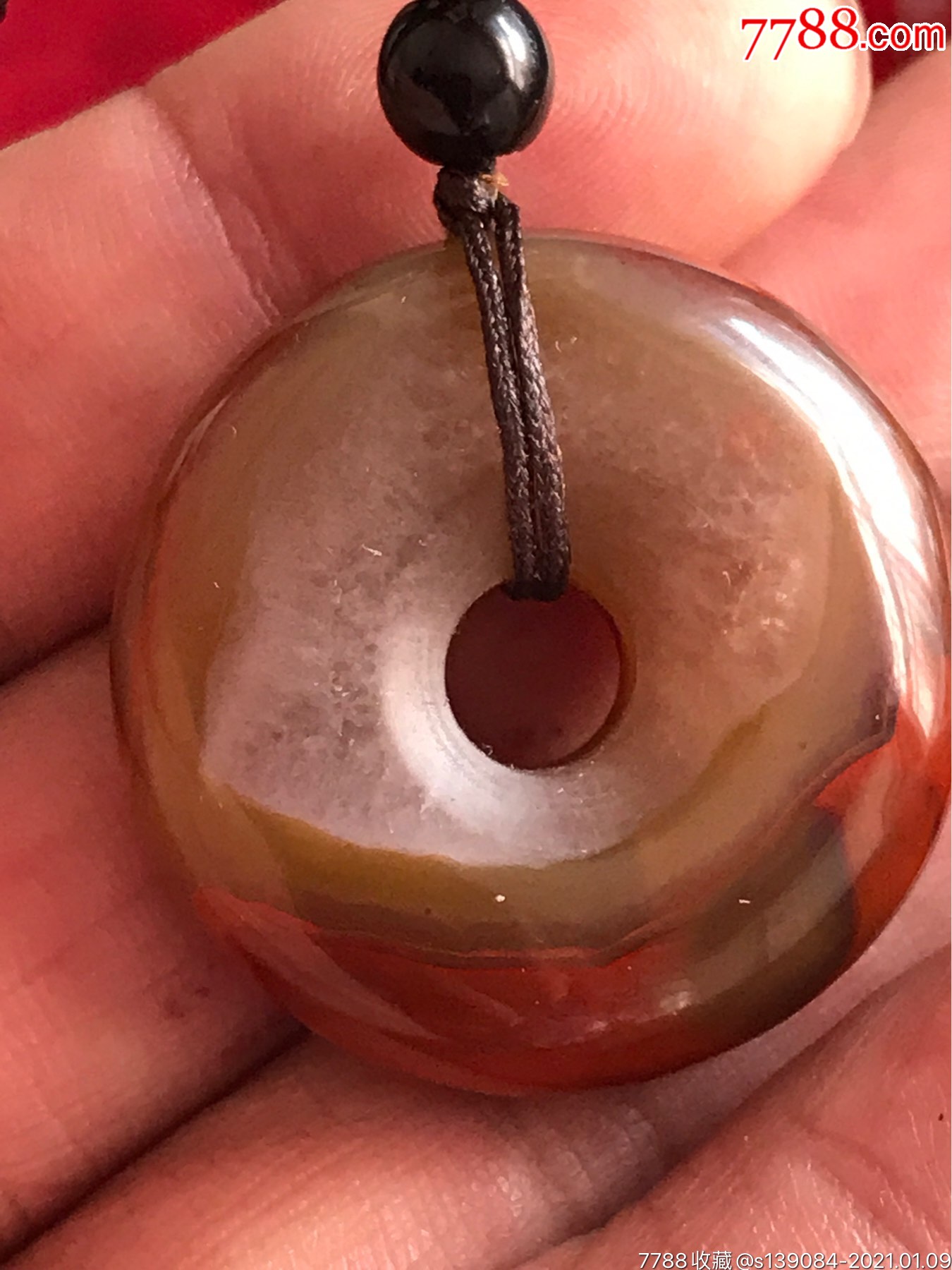 战国红玛瑙吊坠平安扣面包扣吊坠