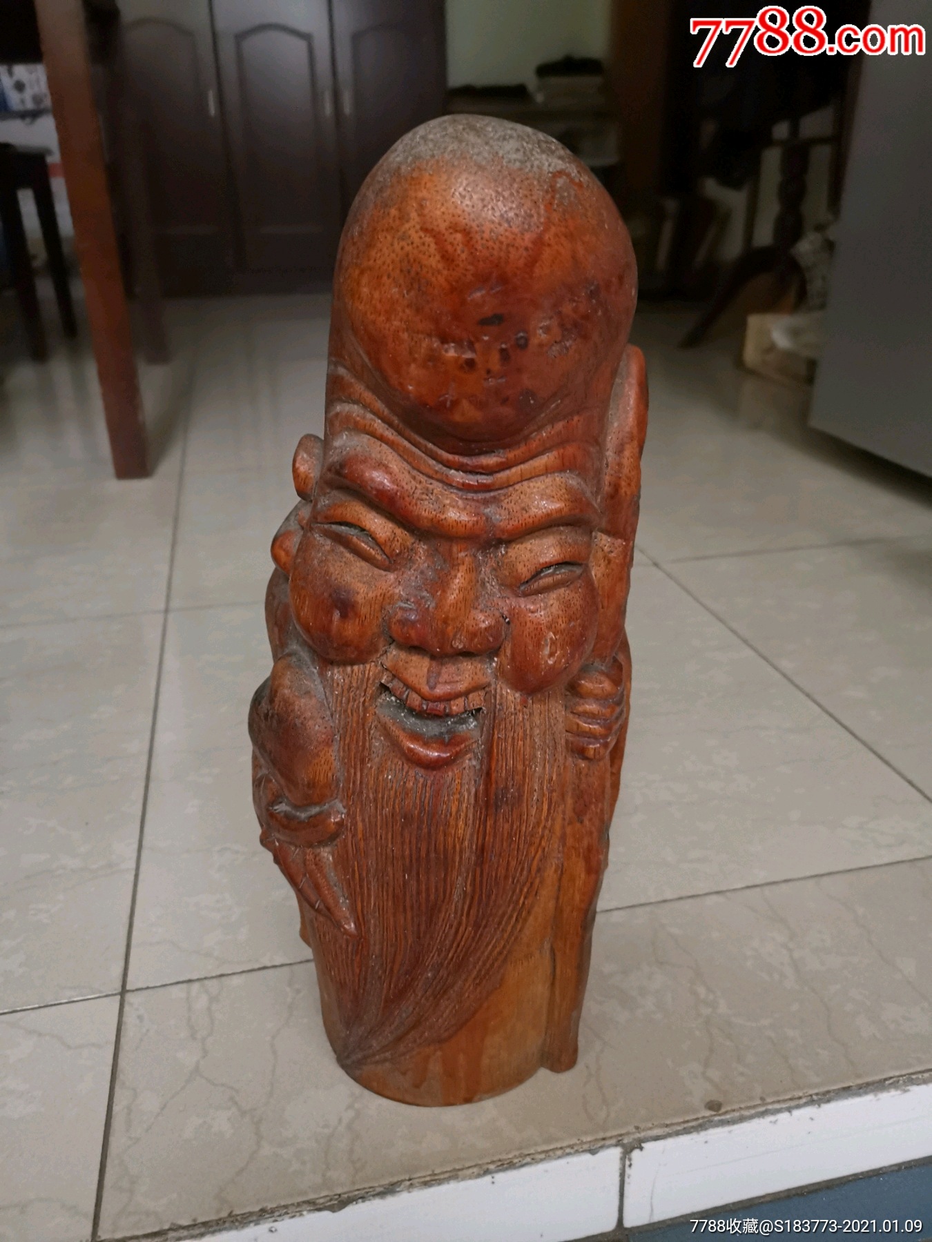 低售:八十年代手工老寿星竹根雕
