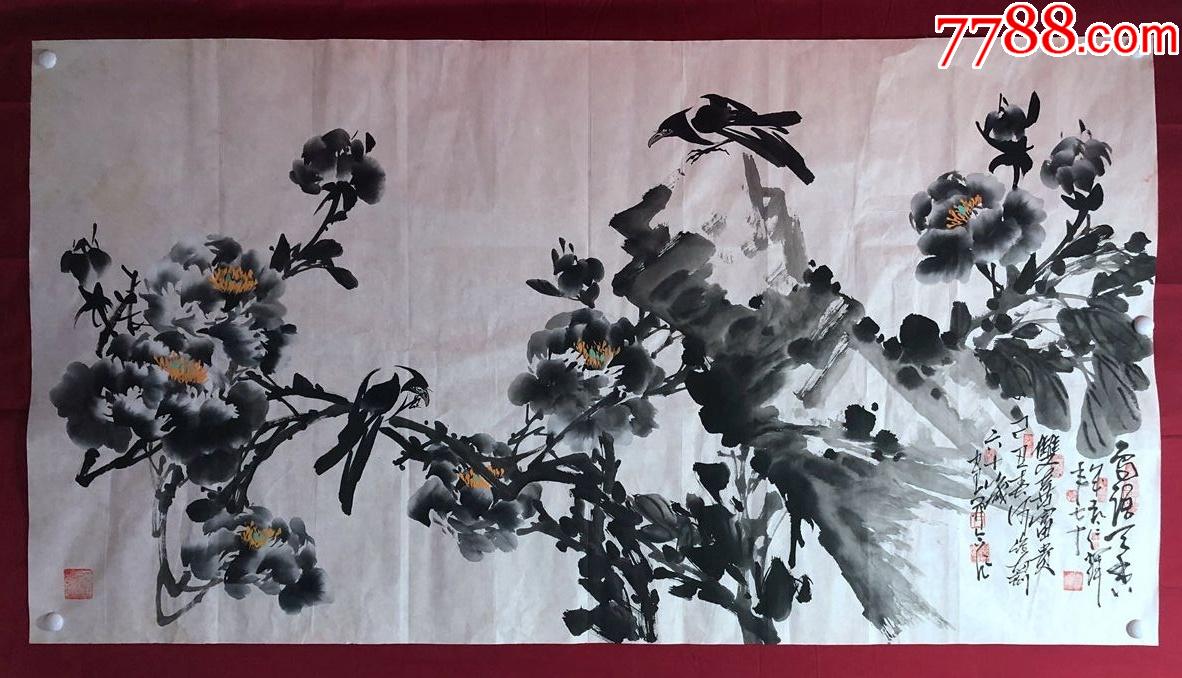 著名画家【周仁辉,何俊德】花鸟画,鸟语花香_花鸟国画原作_成都故纸