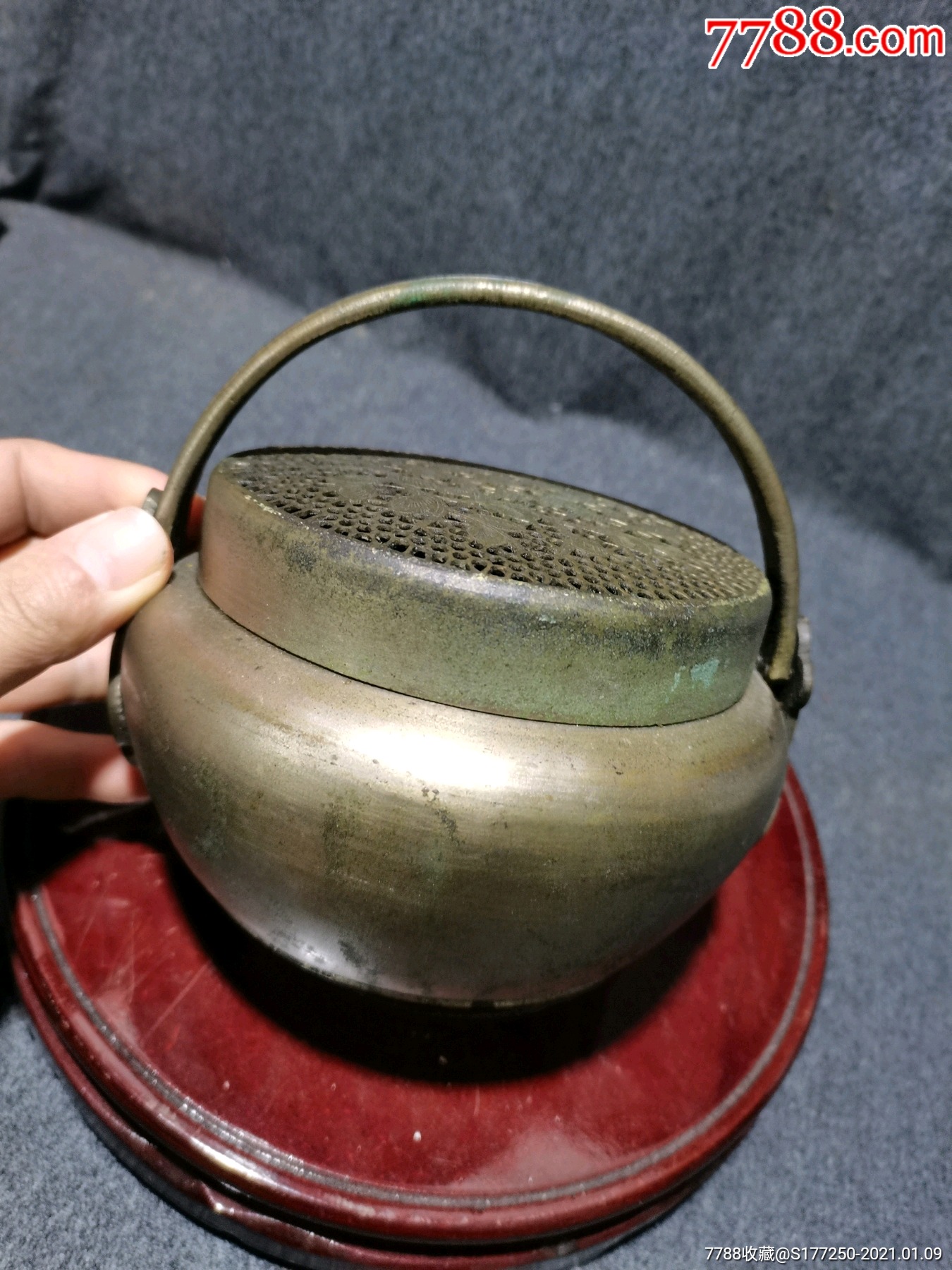 清代白铜手炉带工如图_铜杂件_图片收藏_回收价格_7788相机收藏