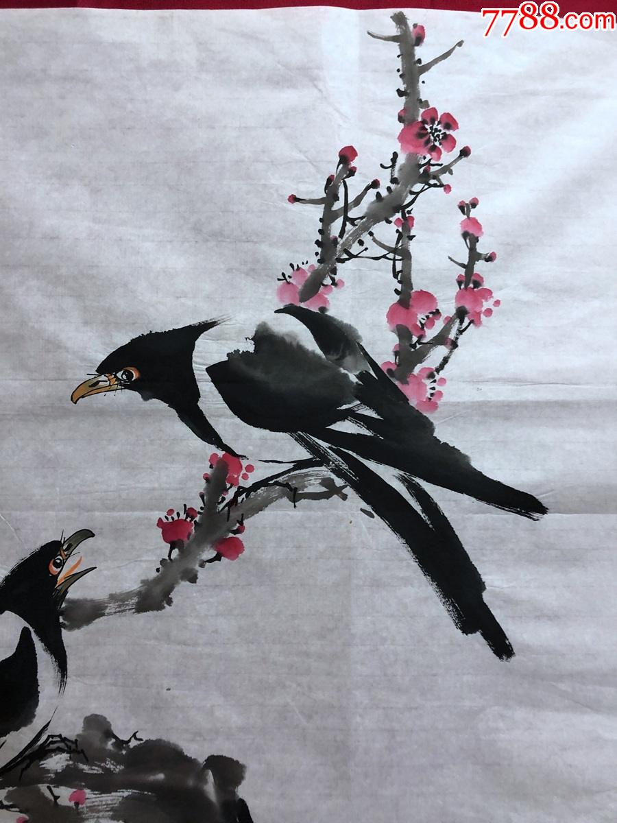 书画10328著名画家何俊德花鸟画喜上眉梢