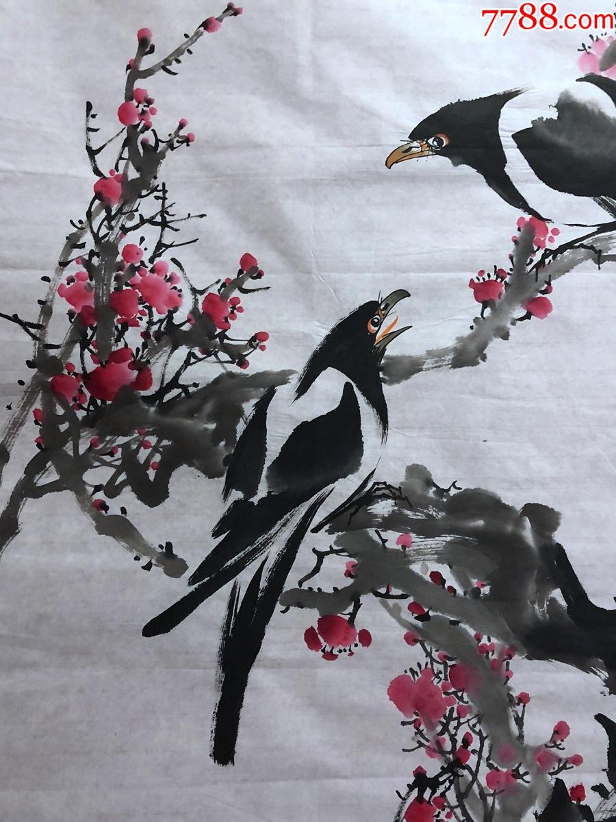 书画10328著名画家何俊德花鸟画喜上眉梢