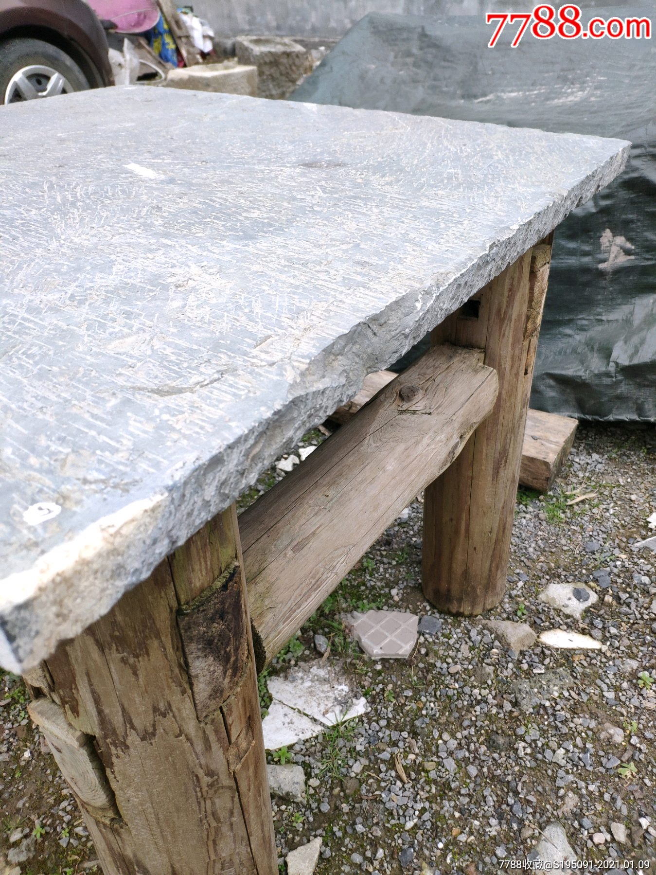 老石桌手工青石石板户外休闲桌