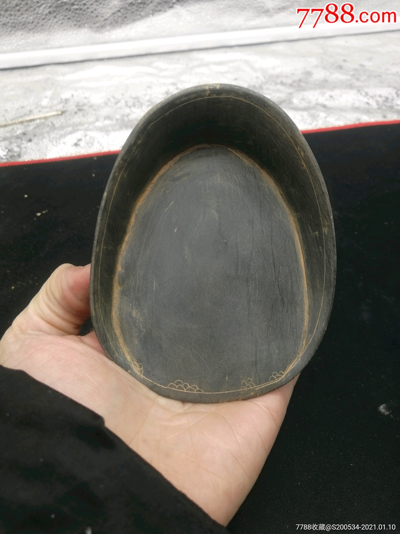 砚台古玩古董礼品书法唐代收藏马蹄砚唐黑石马蹄砚全品,文房茶室_歙砚