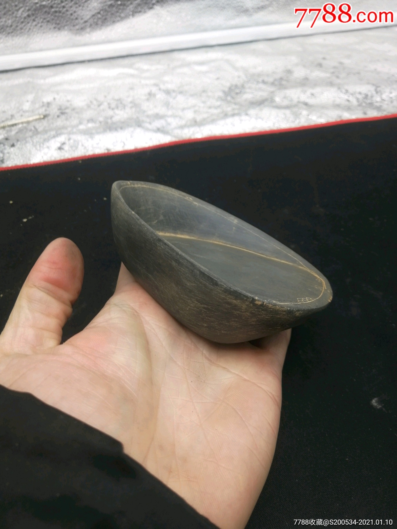 砚台古玩古董礼品书法唐代收藏马蹄砚唐黑石马蹄砚全品,文房茶室
