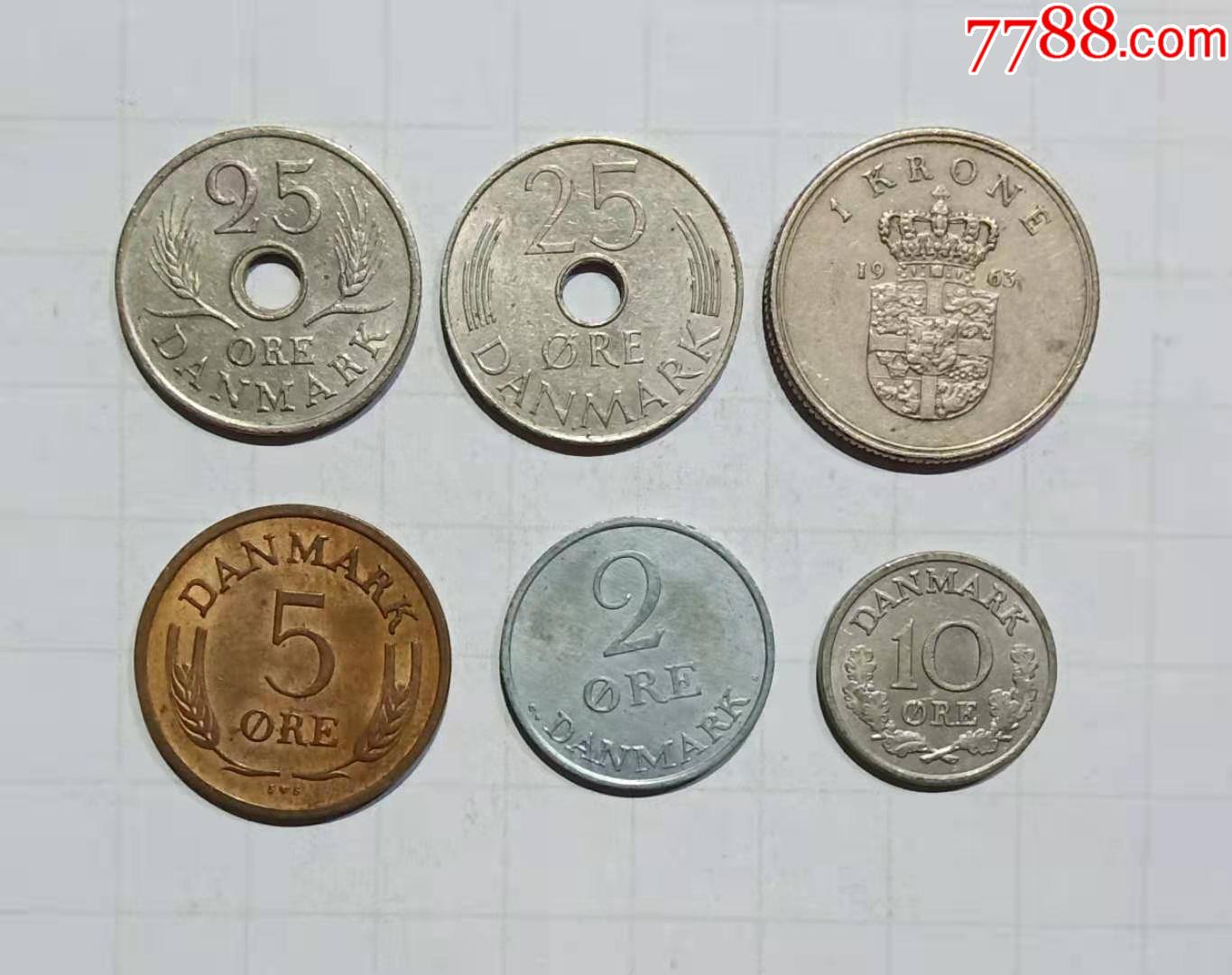 丹麦硬币6枚旧品外国钱币
