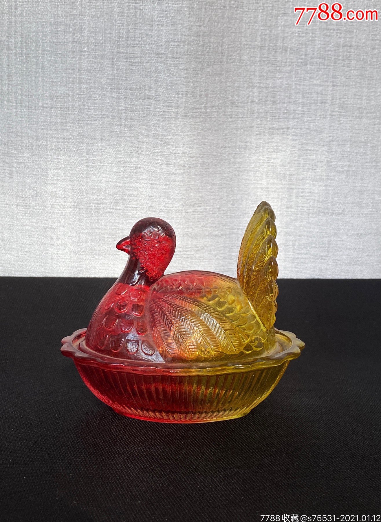 60年代琉璃鸳鸯皂盒老物件