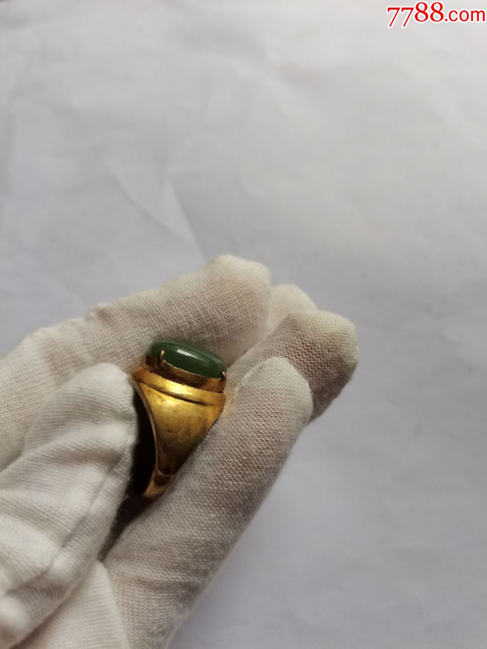 天然老翡翠民国老戒指一个