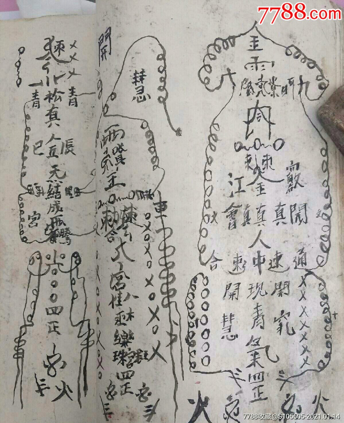 湖北恩施白杨坪民间奇幻大花字秘讳神符集成《道医华佗精气神符字金丹