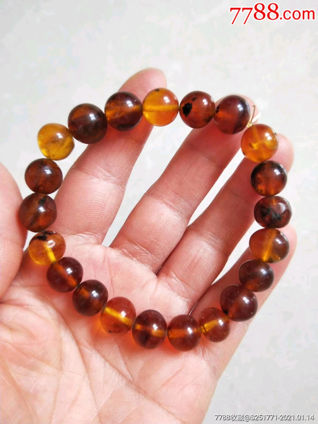 清代琥珀珠子一条