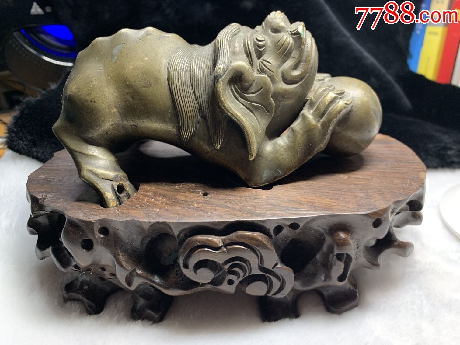 民国手工雕刻铜狮戏球摆件_铜杂件_图片鉴赏_收藏价格_7788铜器收藏