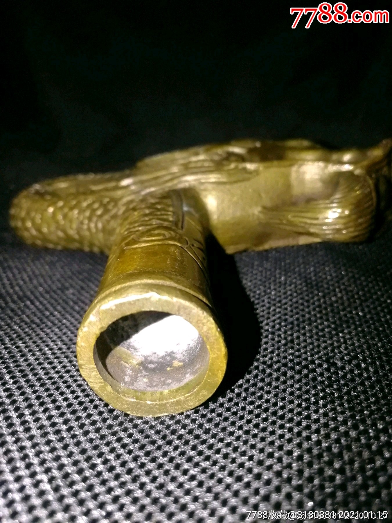 古玩杂项收藏铜器黄铜龙头拐杖头收藏物件铜件