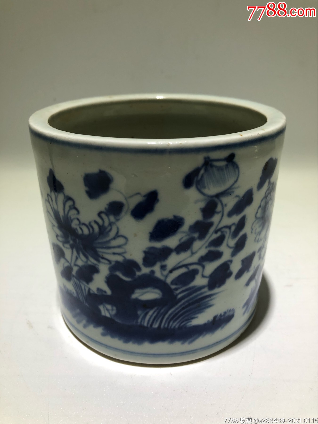 清代青花笔筒_青花瓷_收藏价格_鉴定交易_7788瓷器网