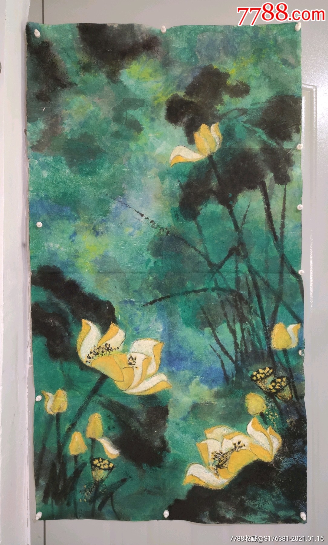 双面皮纸荷花图