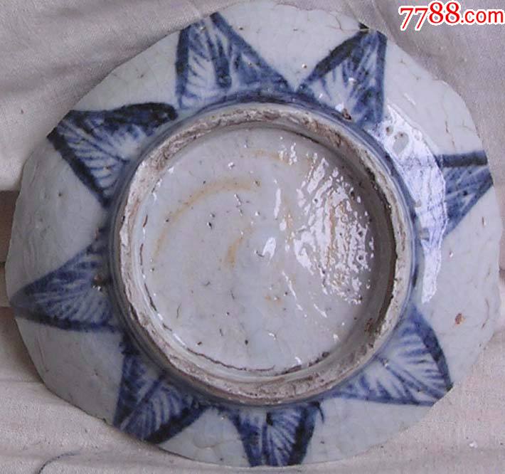 元青花元代青花金刚杵碗底瓷片